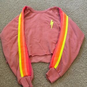 Aviator Nation Cropped Neon Bolt crewneck